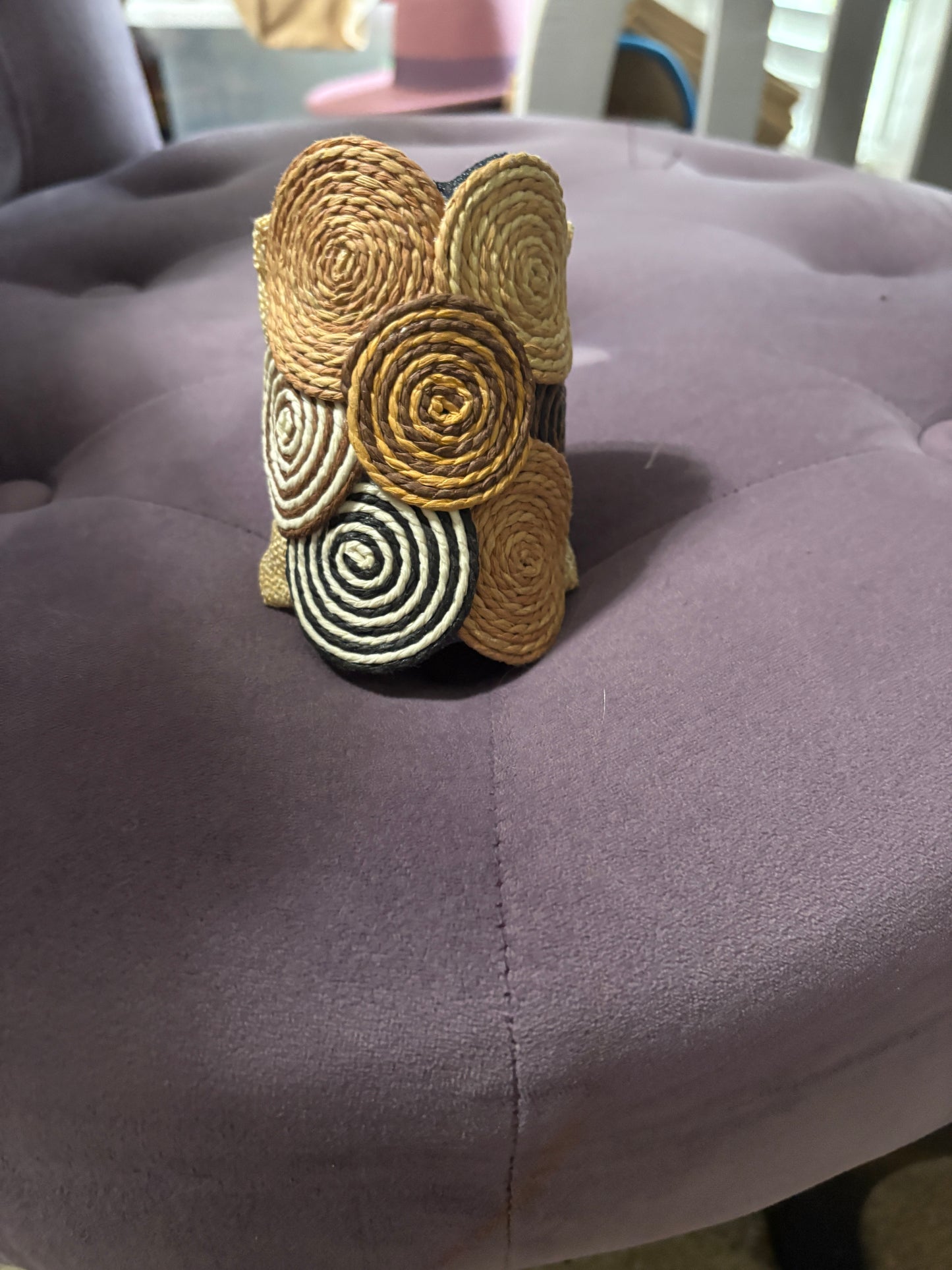 Circle Raffia Cuff Bracelet