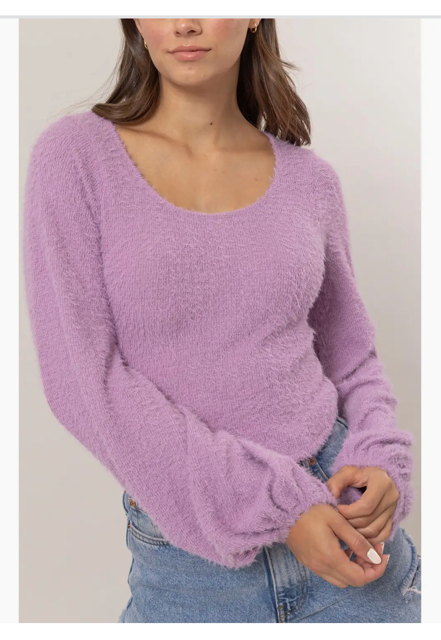Purple Fuzzy Knit Top