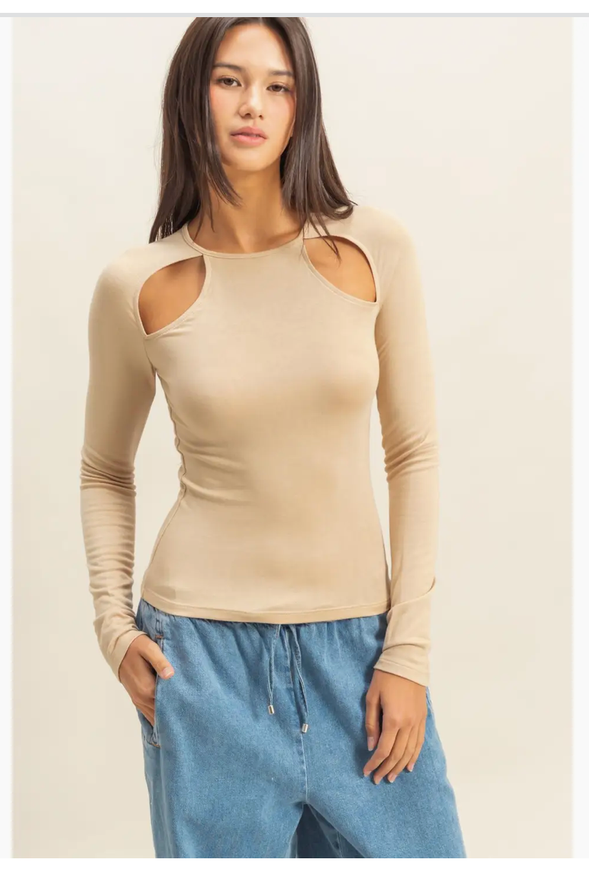 Sand Cutout Long Sleeve