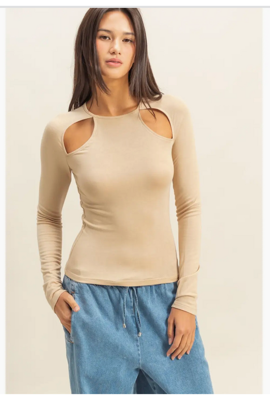 Sand Cutout Long Sleeve